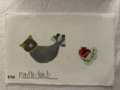 Blue Bird with Poppy