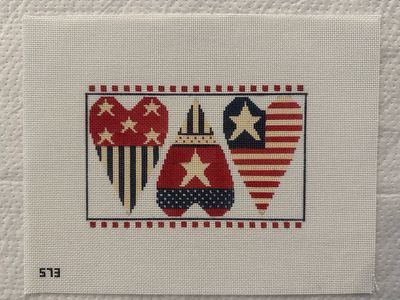 Patriotic Hearts Row of 3