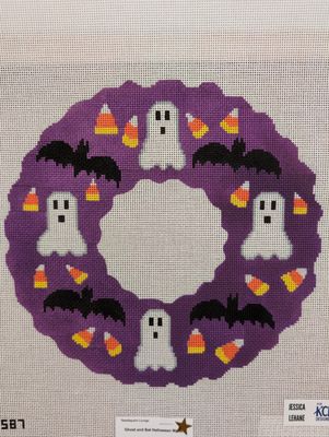 Ghost and Bat Halloween Wreath