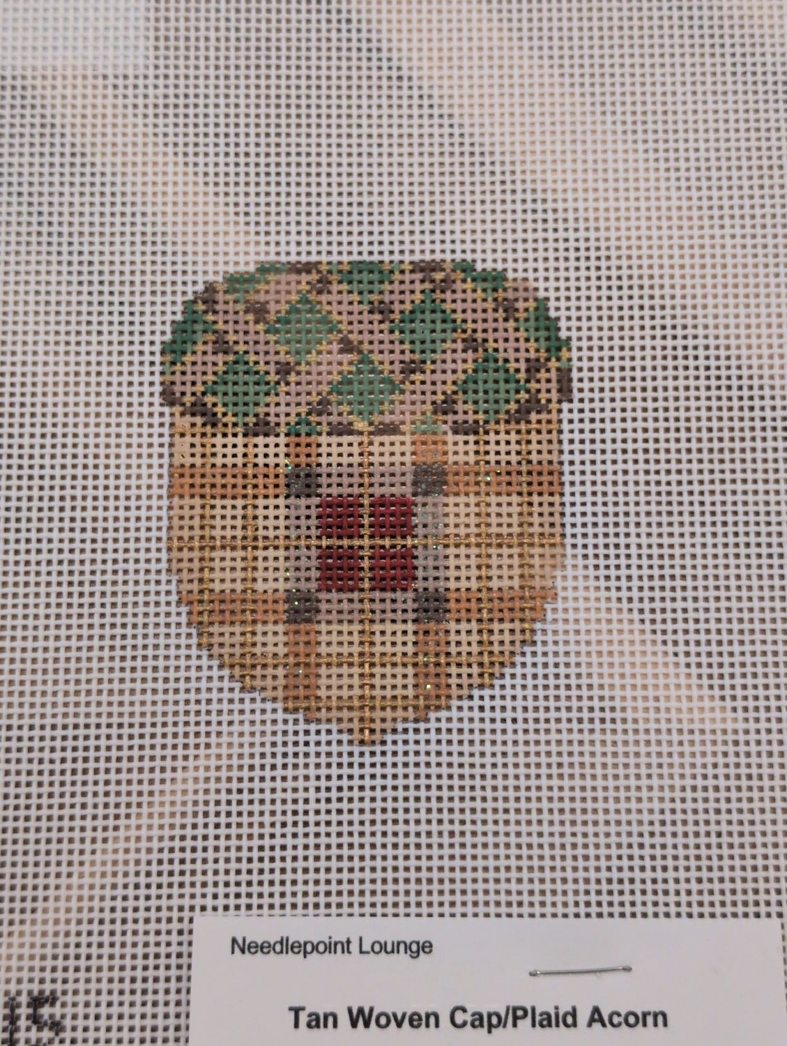 Tan Woven Cap/Plaid Acorn