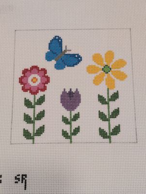 Flowers and Butterfly 6&quot; Square 13 Mesh