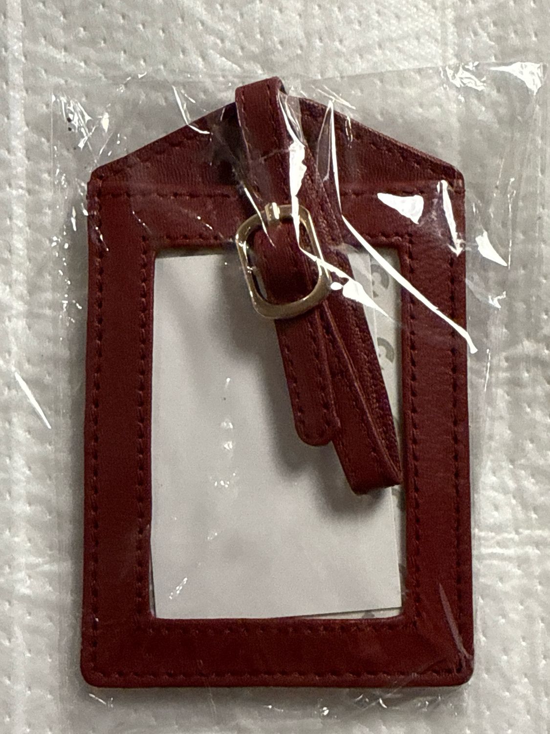 Leather Luggage Tag - Cranberry