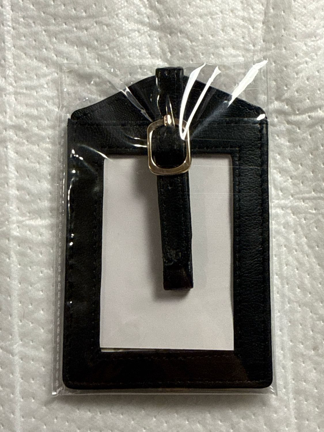 Leather Luggage Tag - Black