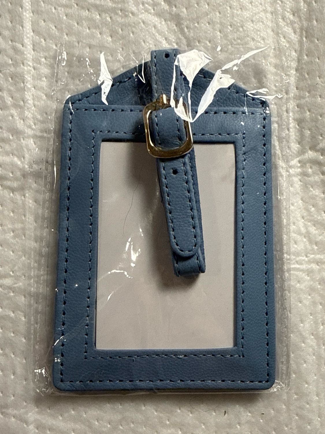 Leather Luggage Tag - Light Blue