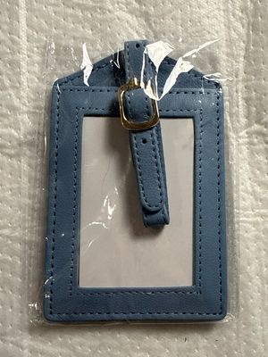 Leather Luggage Tag - Light Blue