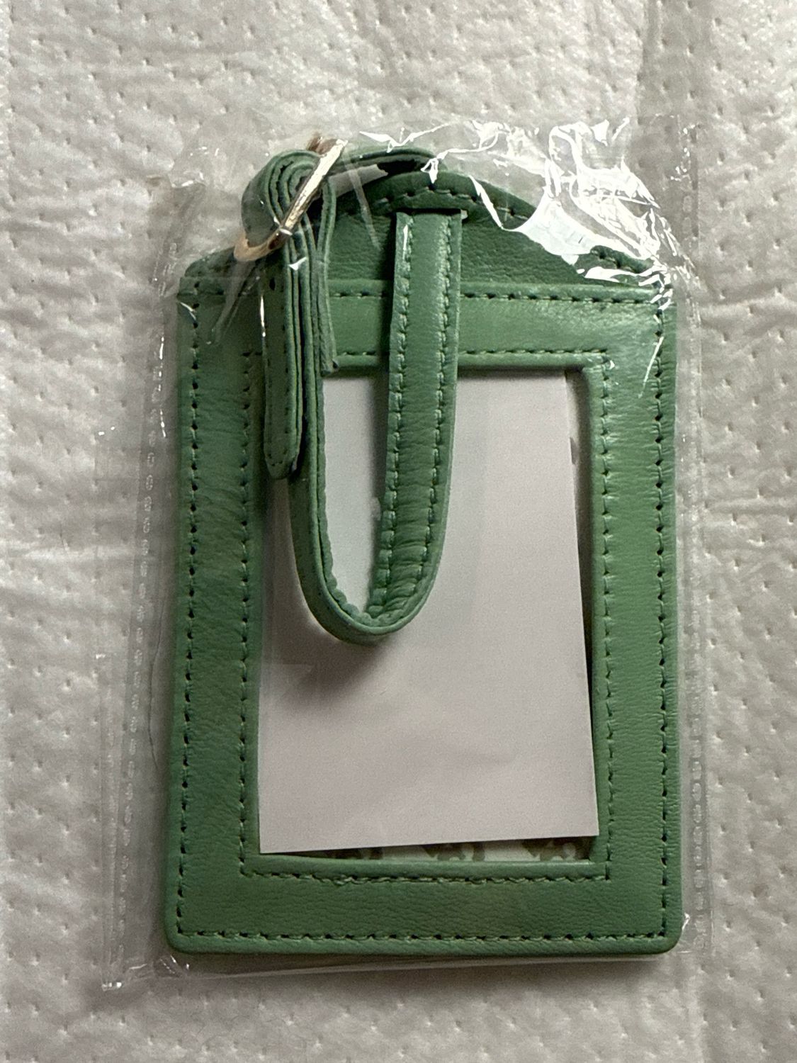 Leather Luggage Tag - Smokey Green
