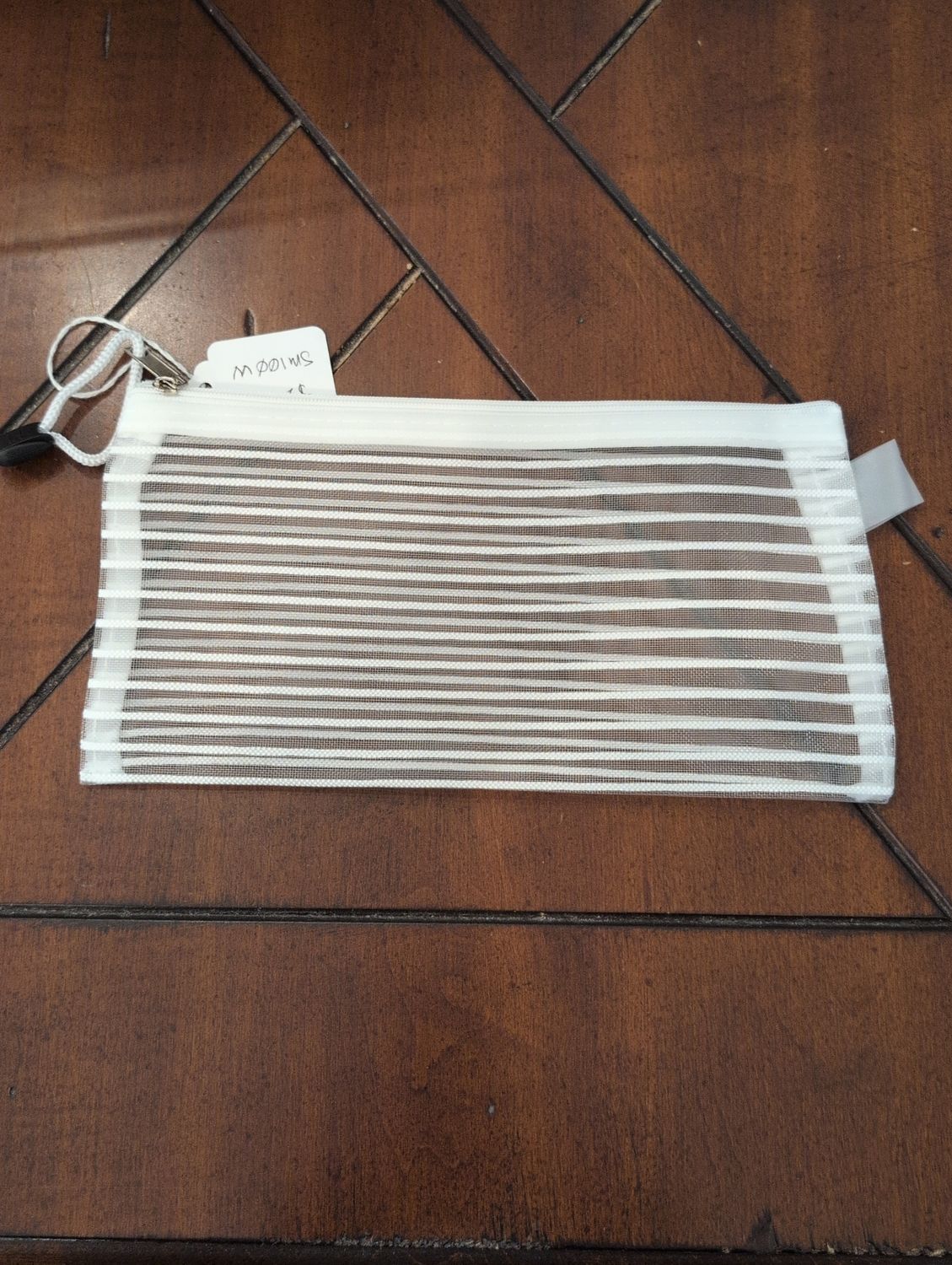 Small Mesh Striped Bag White