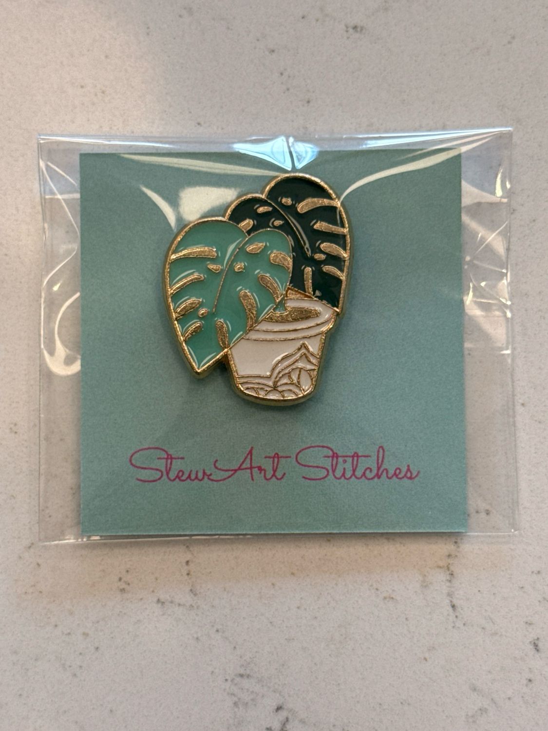 Monstera Needle Minder from StewArt Stitches