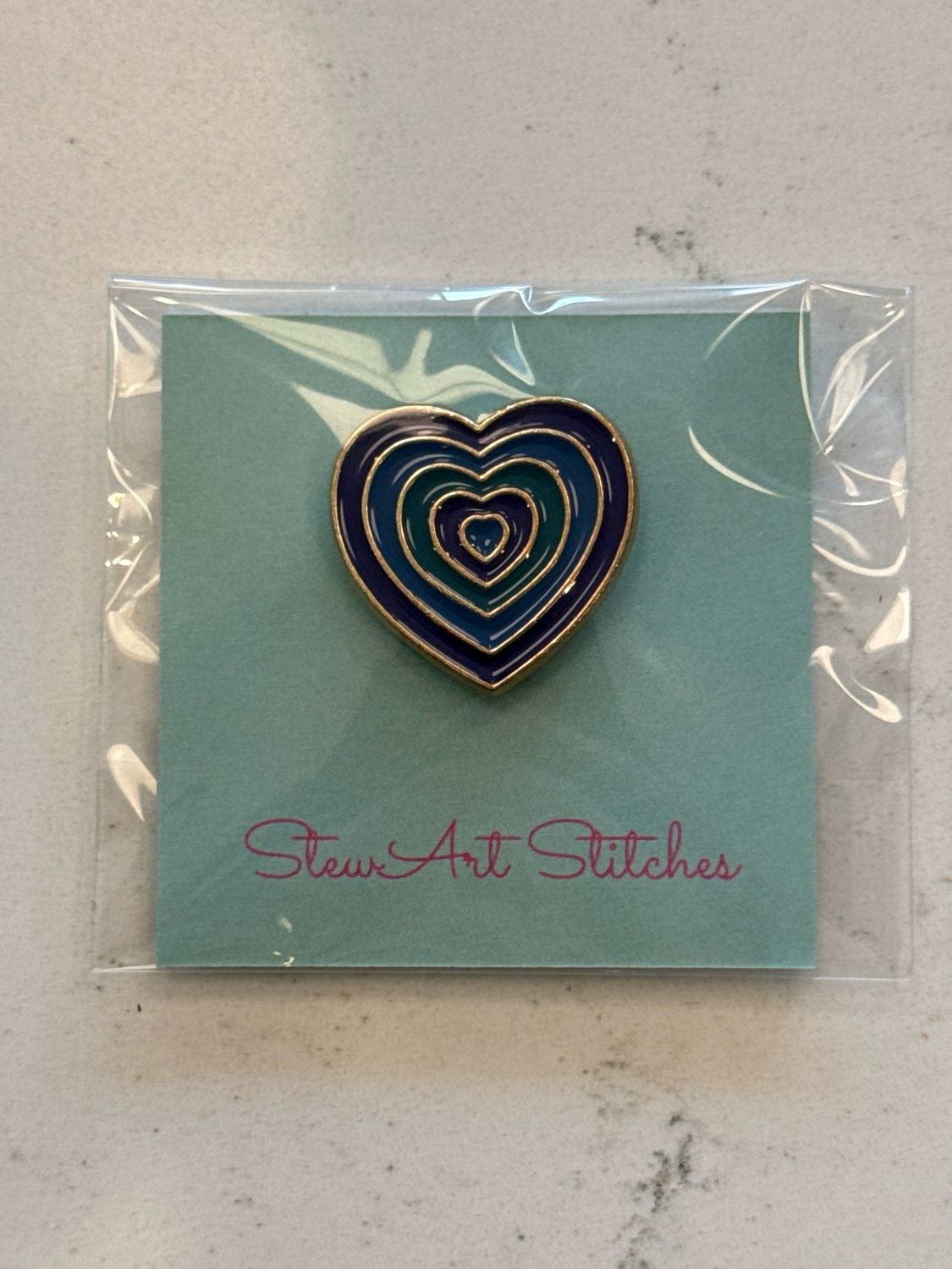 Blue Heart Needle Minder from StewArt Stitches