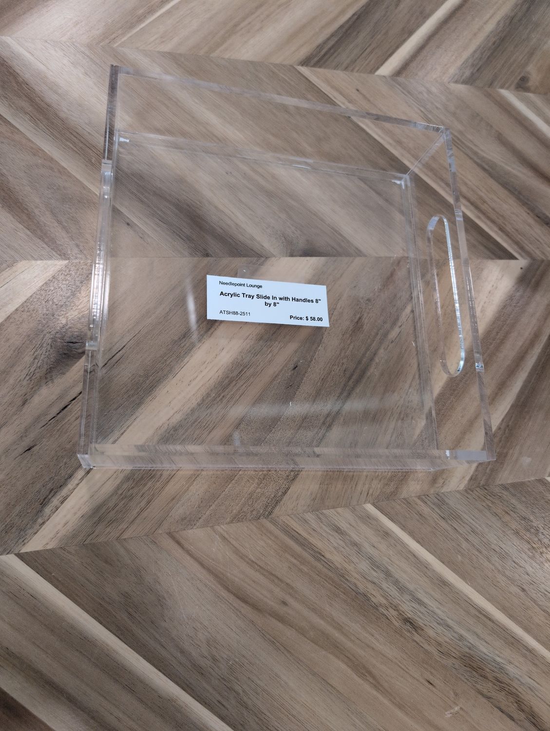 Acrylic Tray Slide In with Handles 8" by 8"