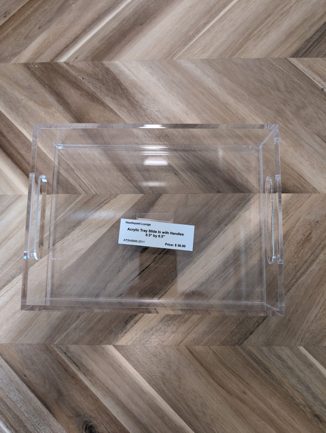 Acrylic Tray Slide In with Handles 8.5" by 6.5"