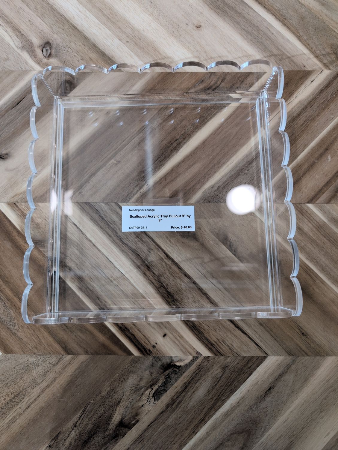 Scalloped Acrylic Tray Pullout 9" by 9"