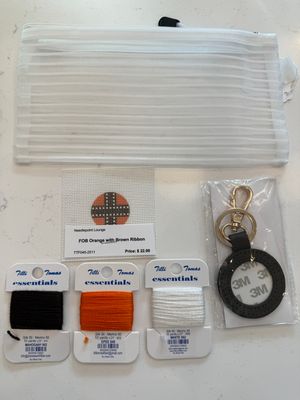 Orange with Brown Ribbon Leather Key Fob Kit