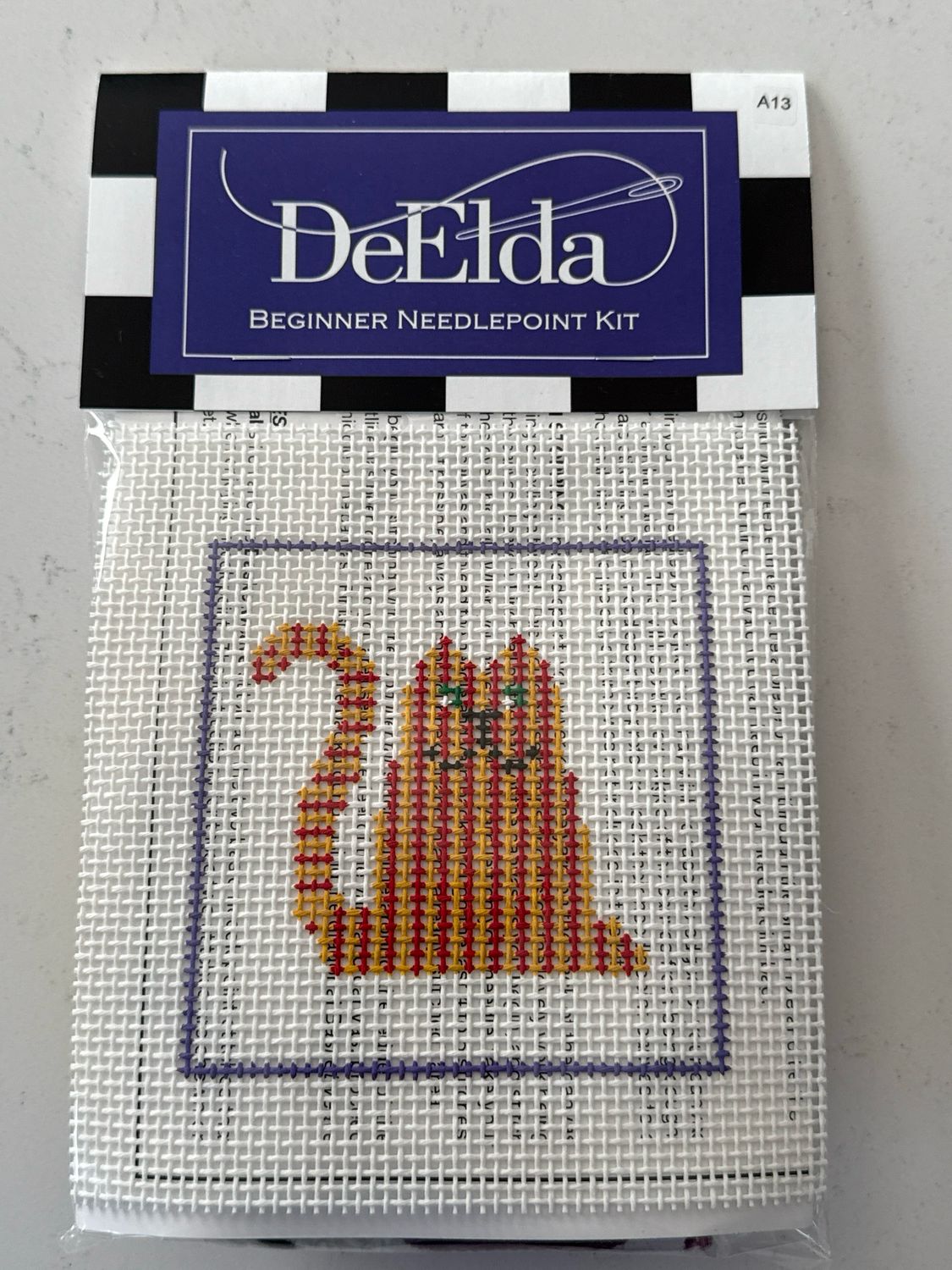 Striped Cat Beginner Needlepoint Kit