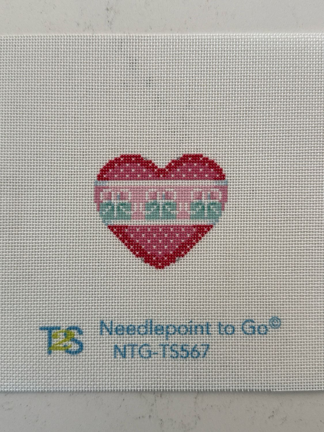 Dots/Blue Boxes Mini Heart