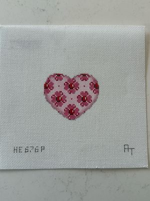 Pink Flowers Mini Heart
