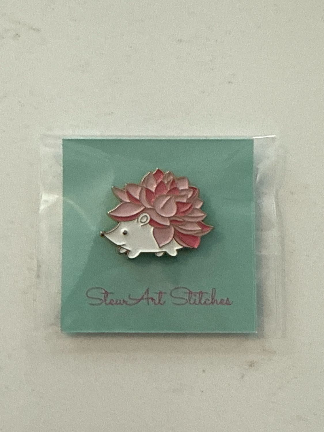 Pink Hedgehog Needle Minder from StewArt Stitches