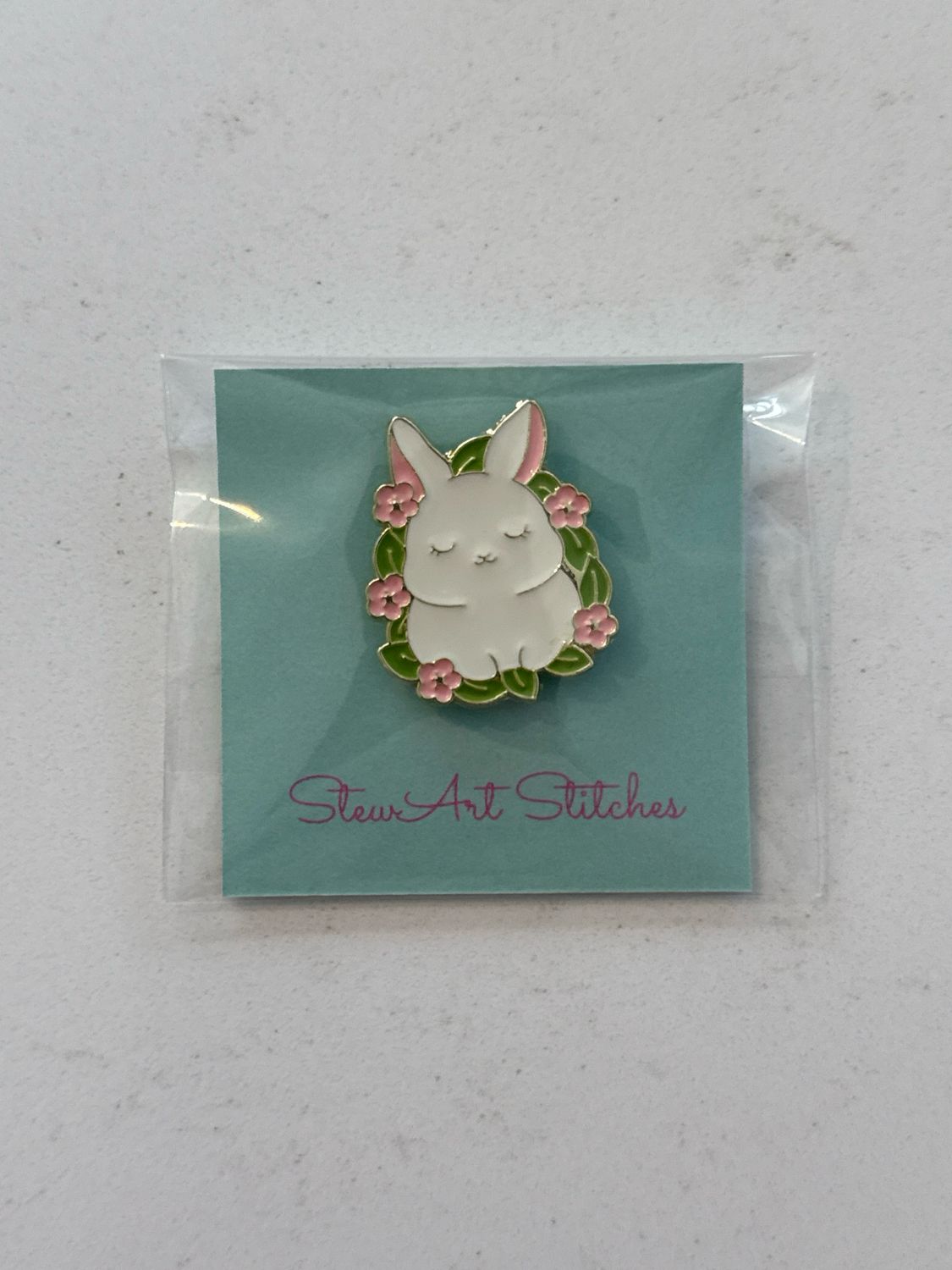 Floral Bunny Needle Minder from StewArt Stitches