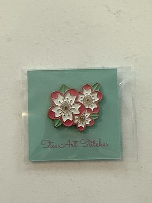 Pink and White Flowers Needle Minder from StewArt Stitches