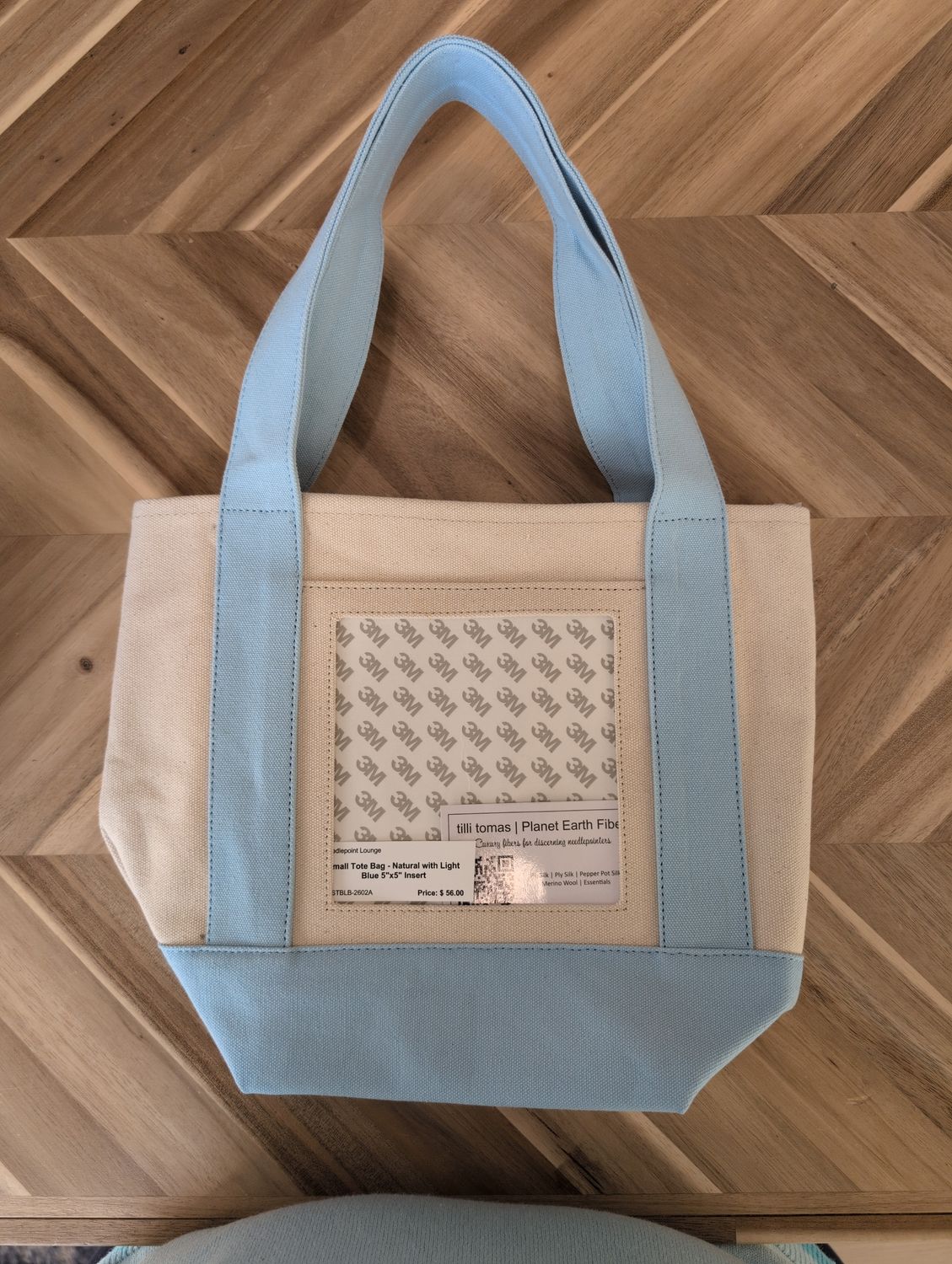 Small Tote Bag - Natural with Light Blue 5"x5" Insert