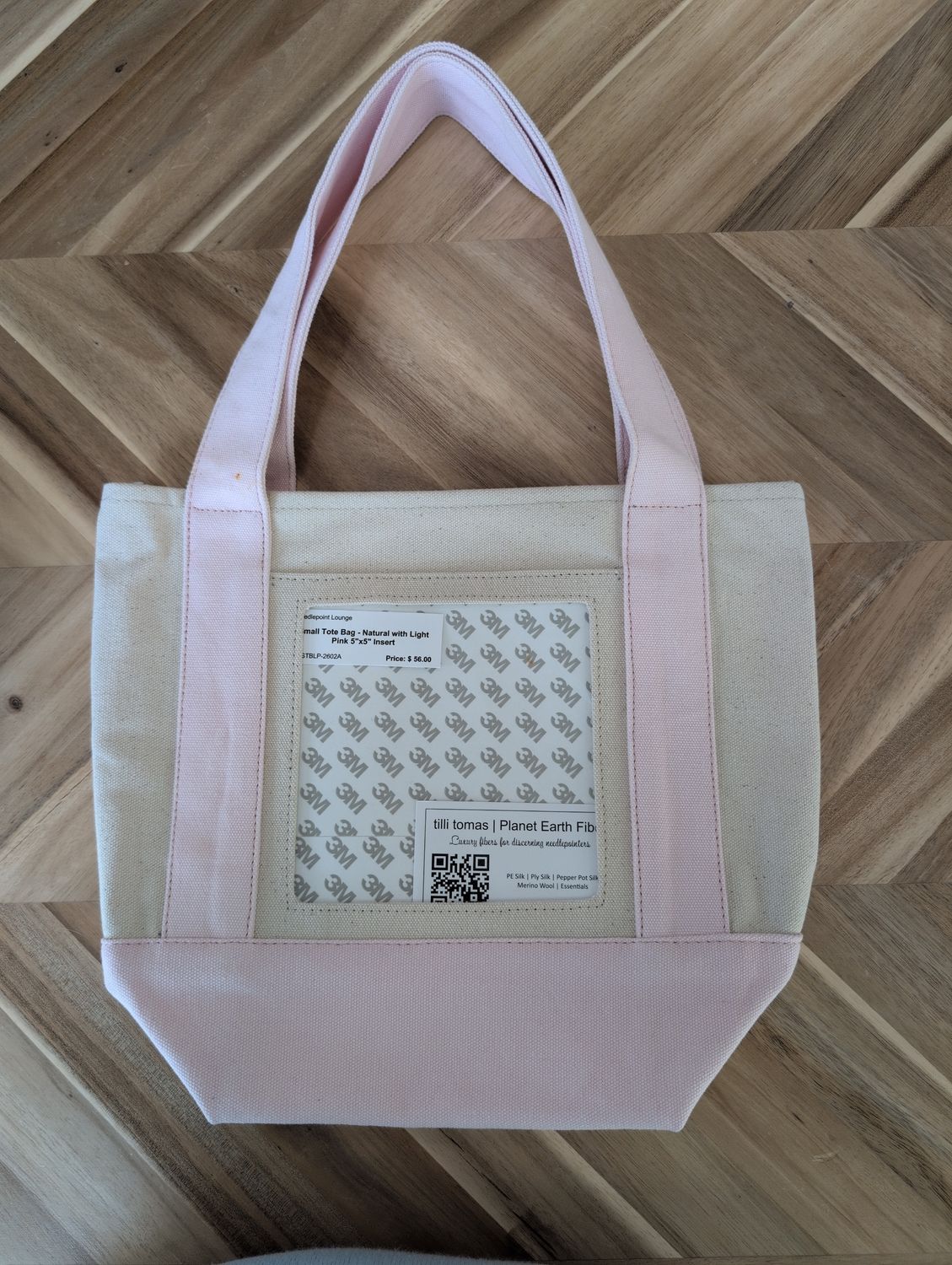 Small Tote Bag - Natural with Light Pink 5"x5" Insert