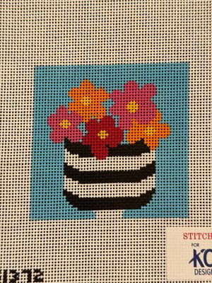 Flowers in Striped Pot