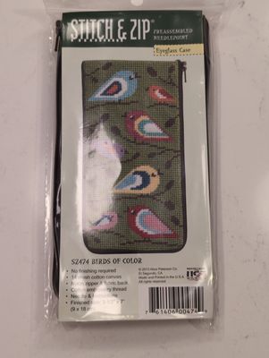 Birds of Color Eyeglass Case Needlepoint Kit