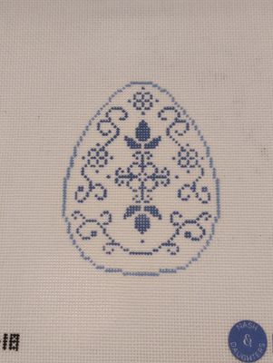 Blue Damask Swirl Egg