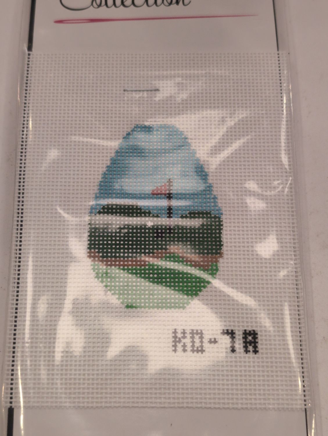 Golf Green with Flag Key Chain Oval Leather Included