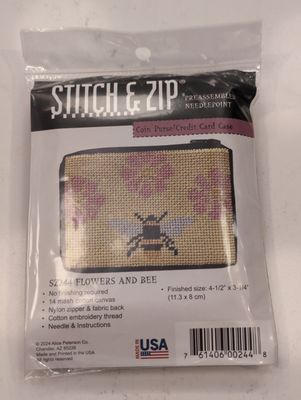 Flowers and Bees Coin Purse Needlepoint Kit