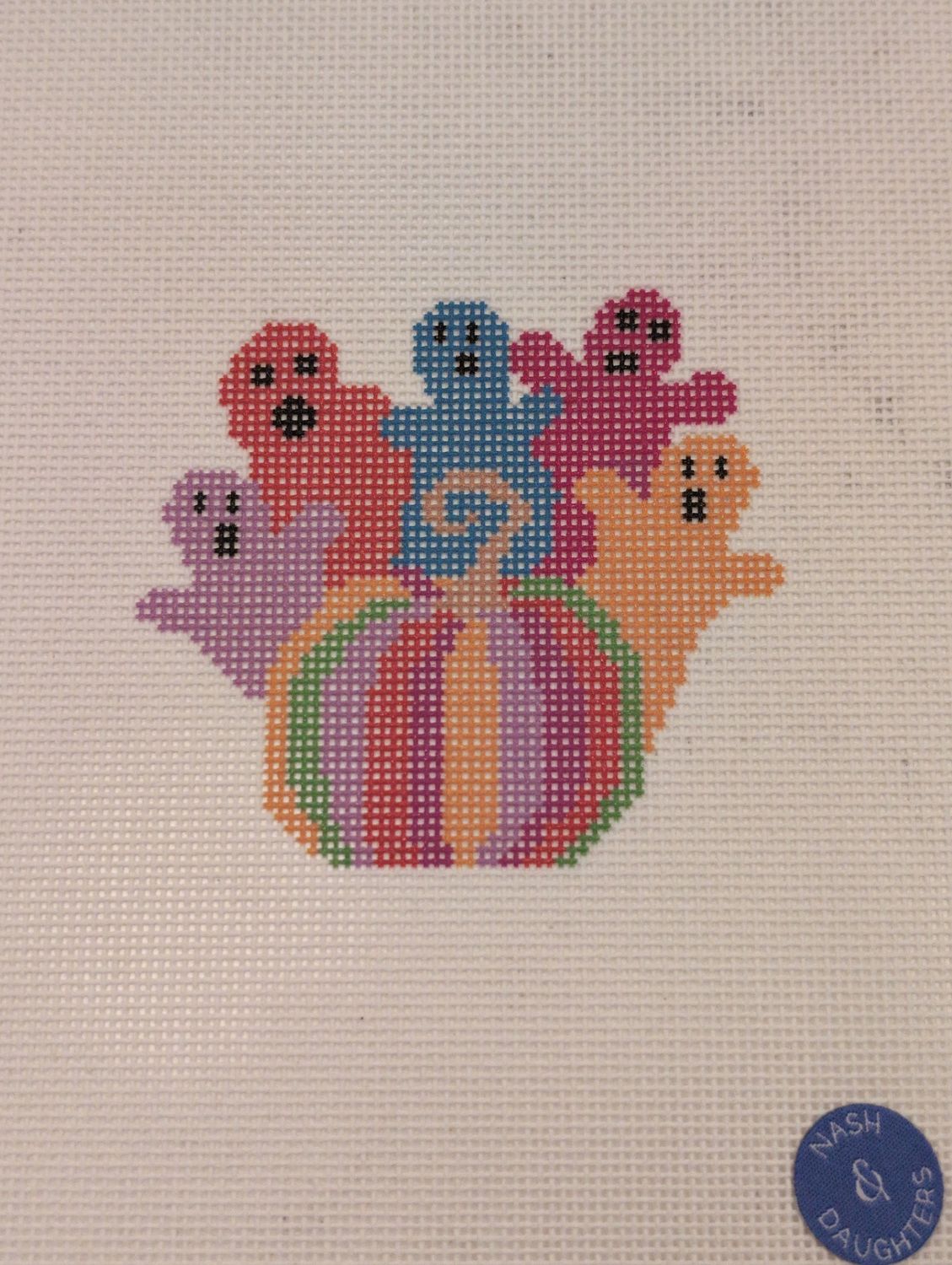 Colorful Ghosts with Pumpkin