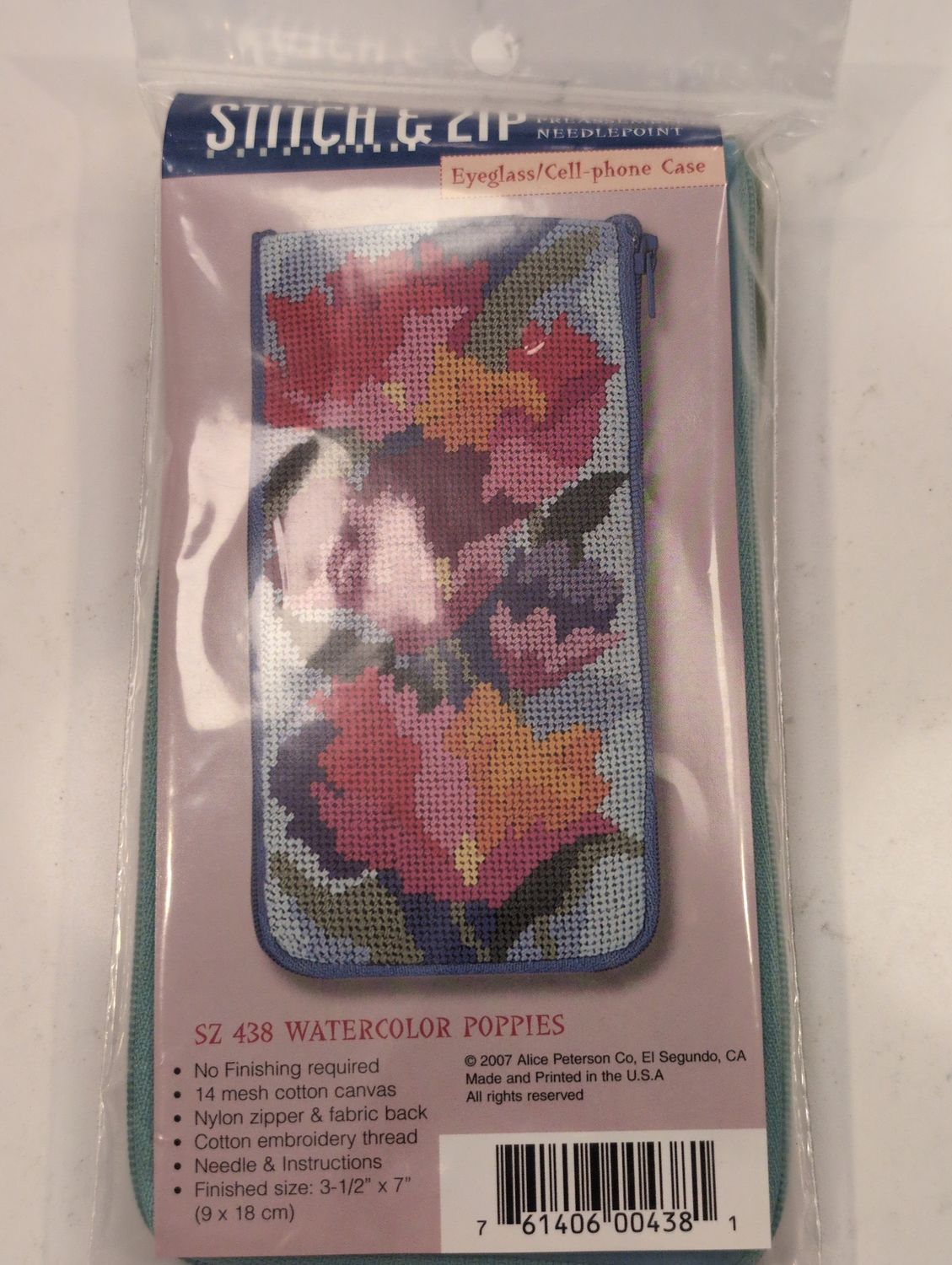 Watercolor Poppies Eyeglass Case Needlepoint Kit