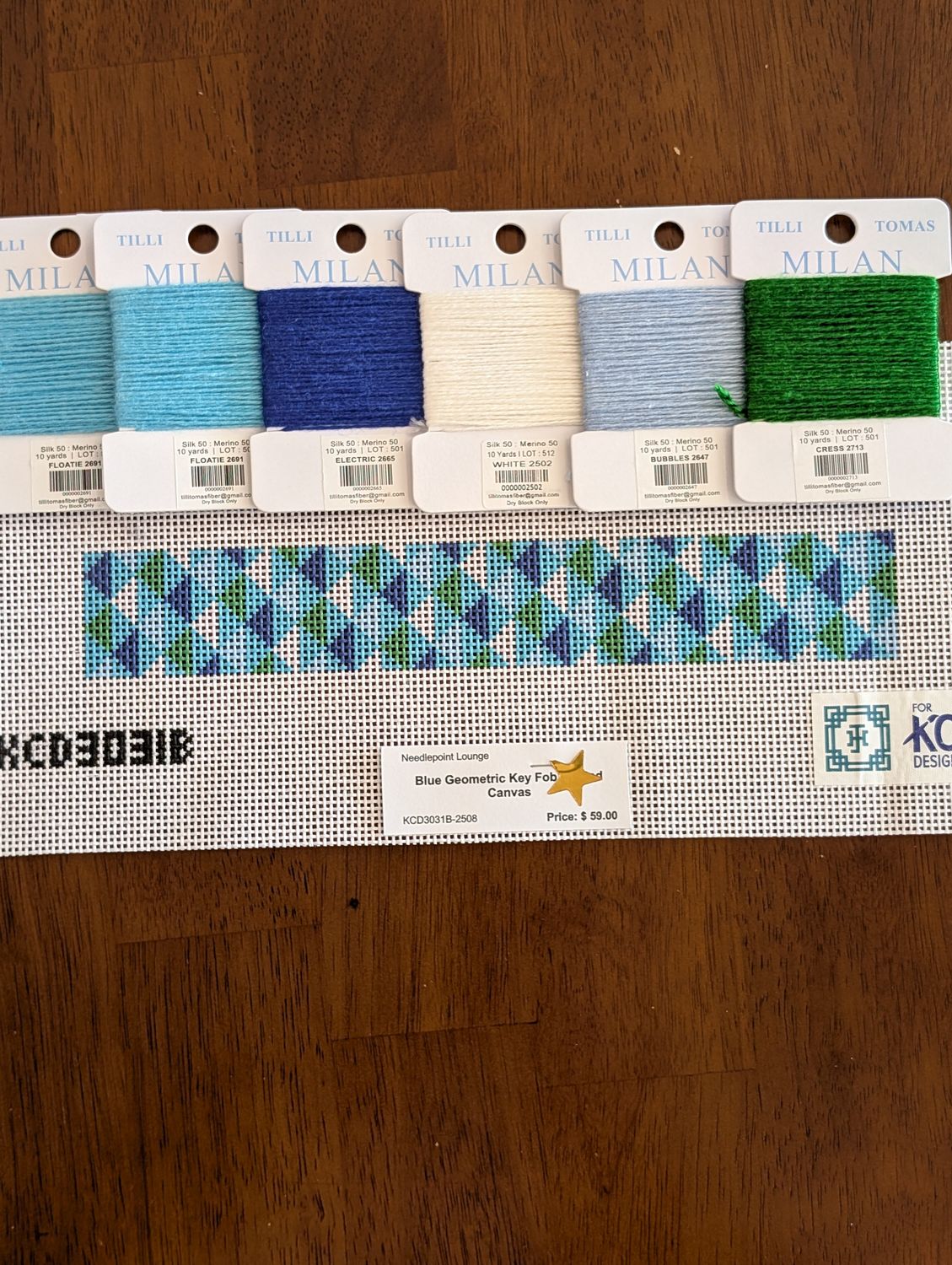 Blue Geometric Key Fob Printed Canvas Kit