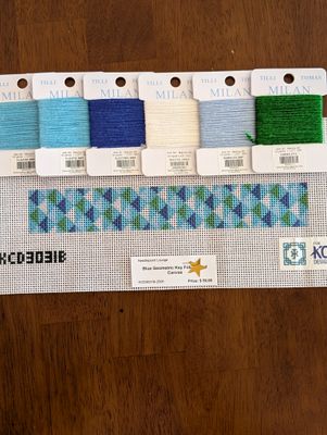 Blue Geometric Key Fob Printed Canvas Kit