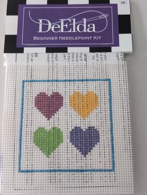 DeElda Four Hearts Beginner Needlepoint Kit