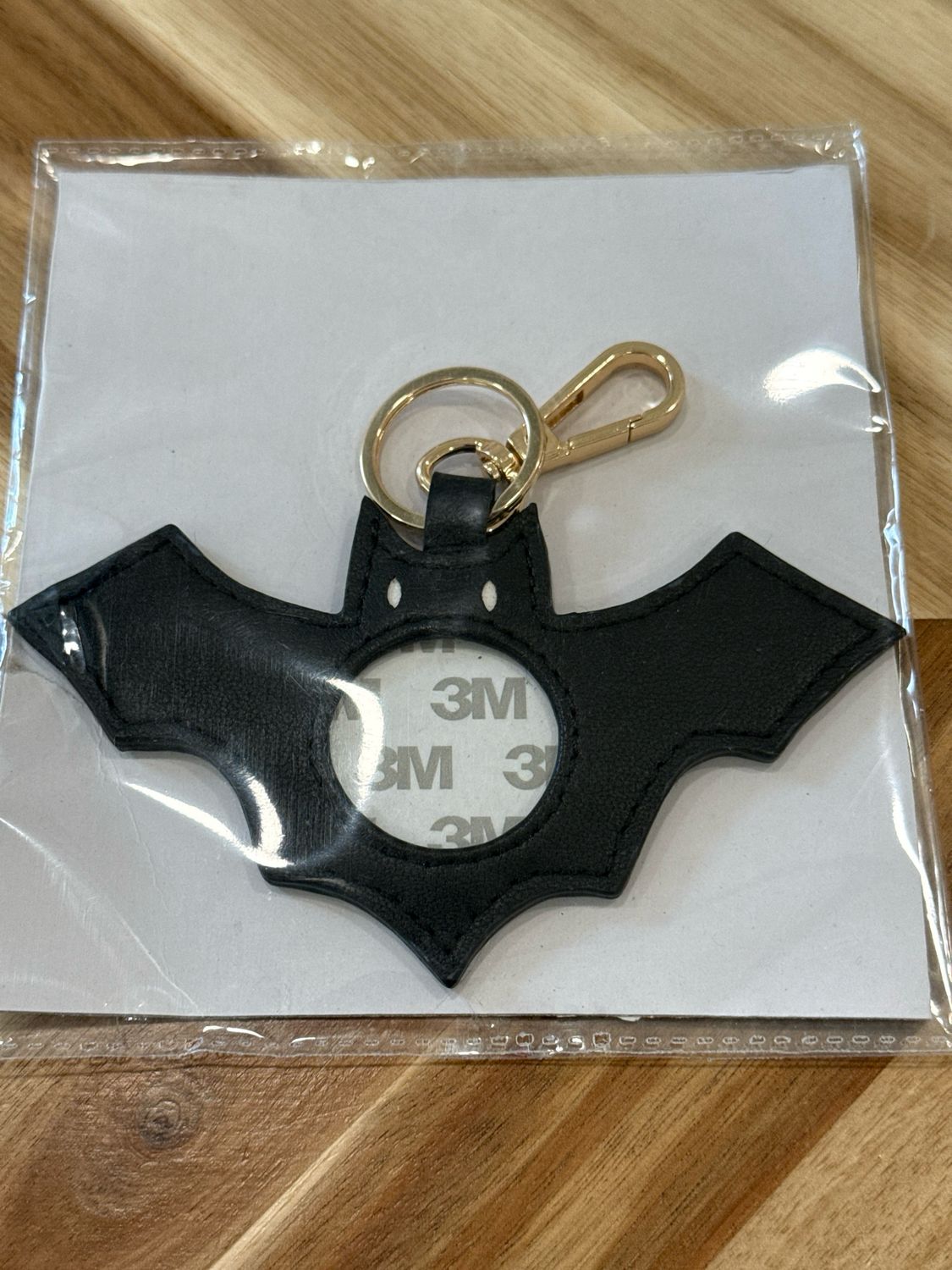 Leather Bat Key Fob Black