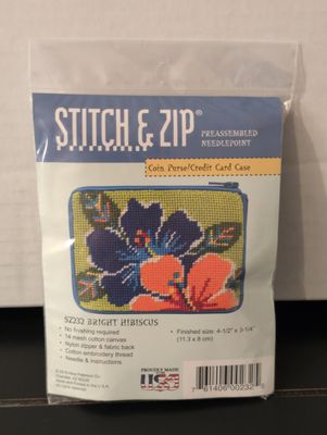Bright Hibiscus Coin Purse Needlepoint Kit