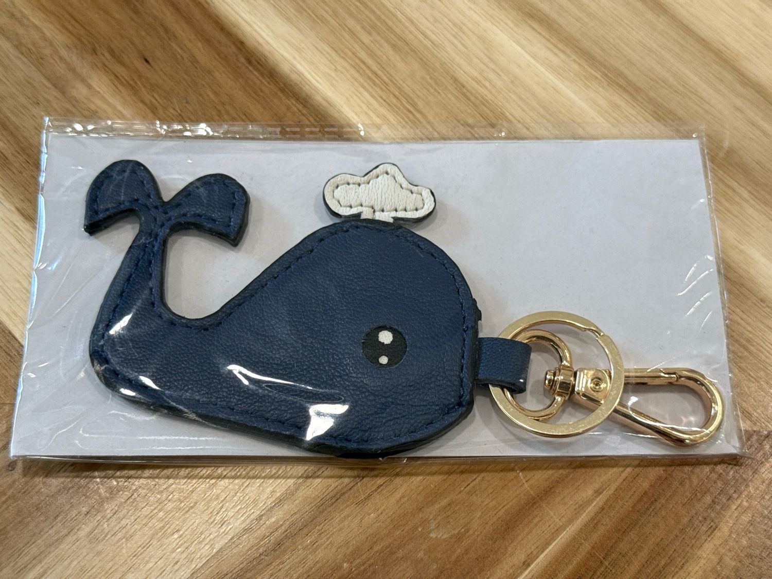 Leather Blue Whale Key Fob