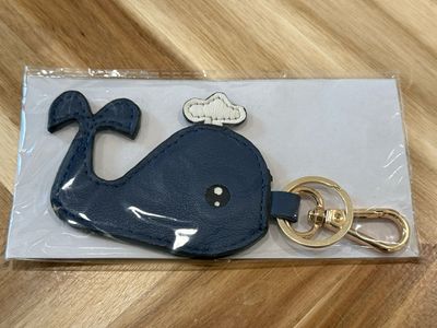 Leather Blue Whale Key Fob
