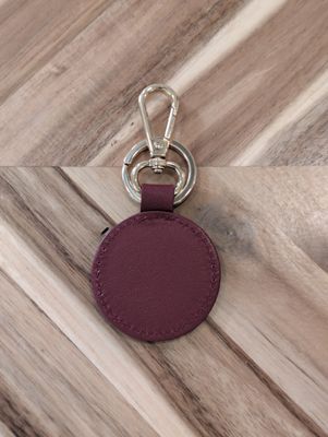 Leather Round Key Fob Cranberry
