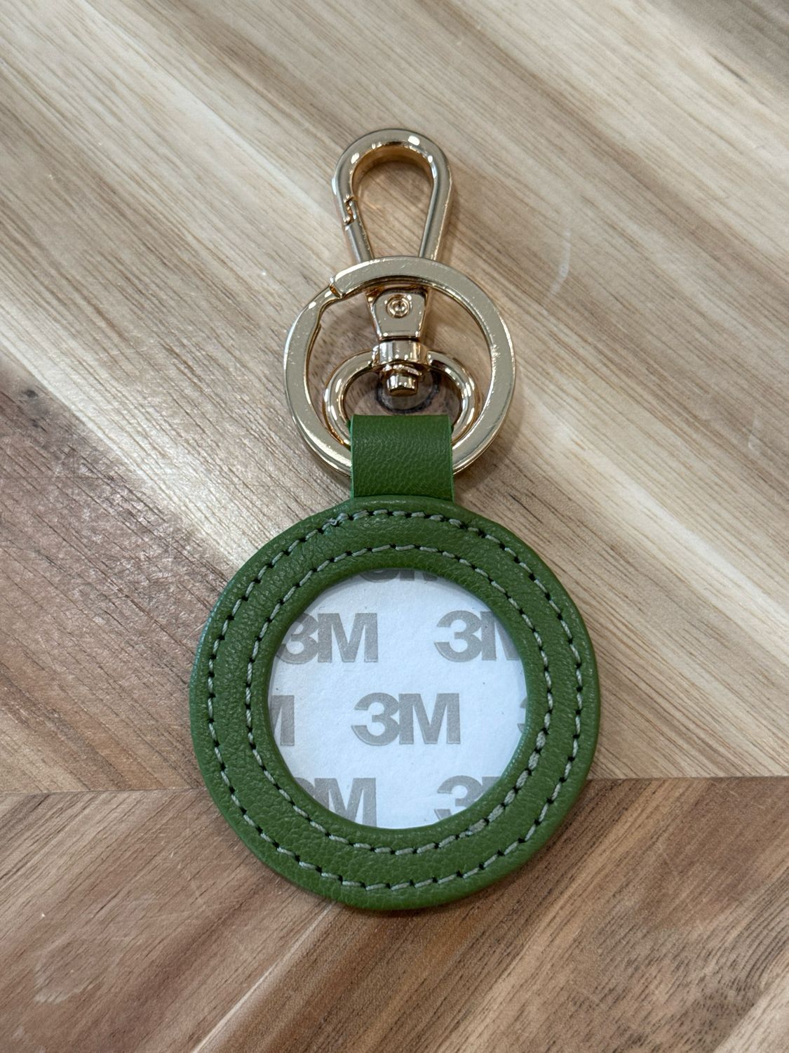Leather Round Key Fob Olive