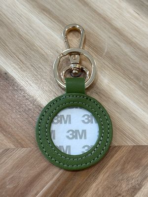 Leather Round Key Fob Olive