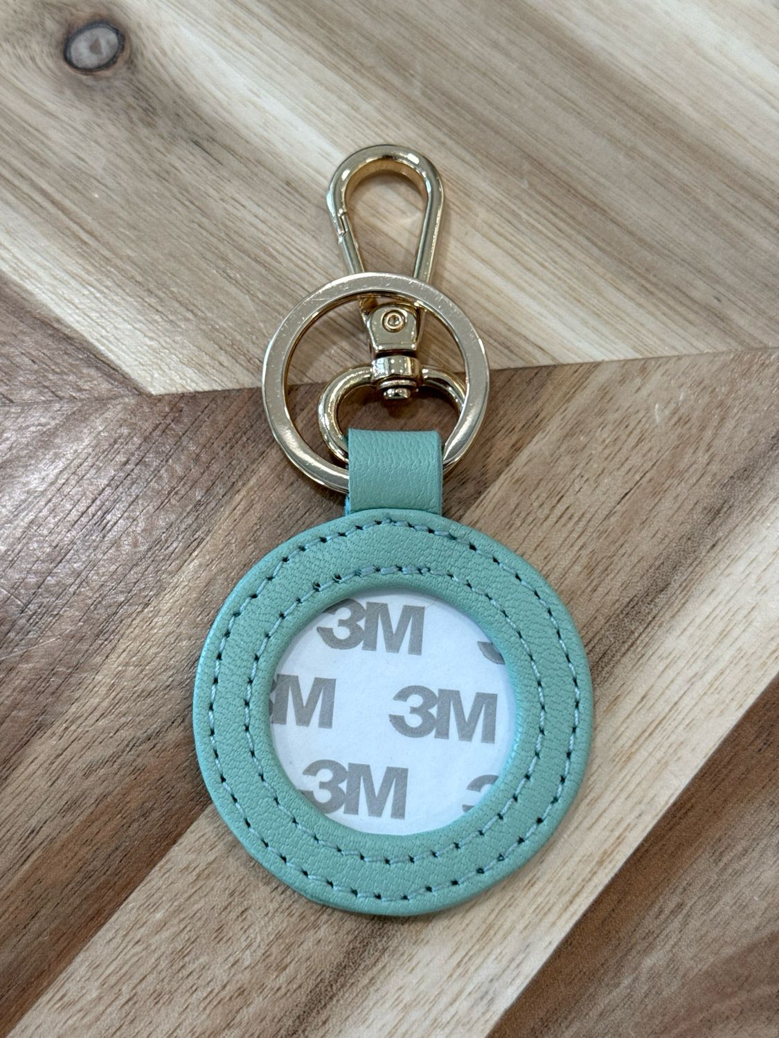 Leather Round Key Fob Smoky Green