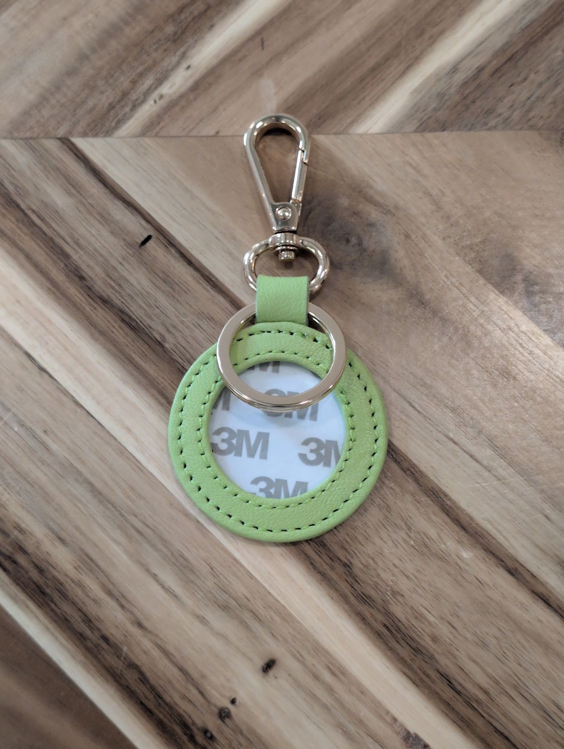 Leather Round Key Fob Lime