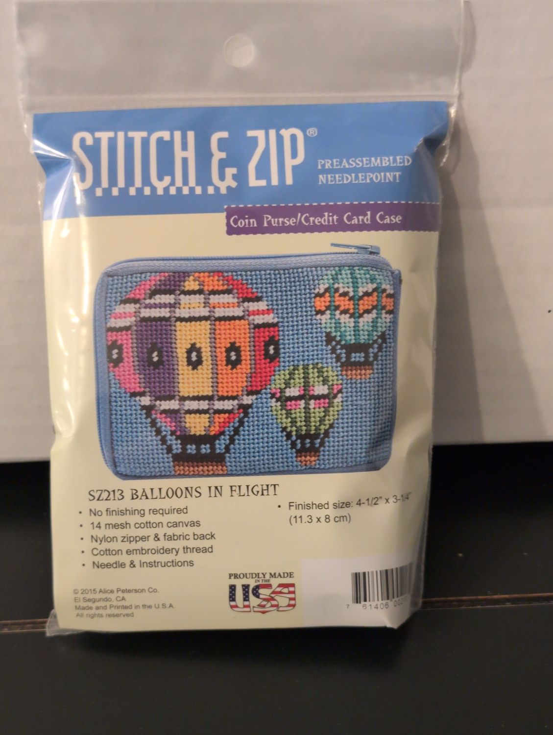 Balloons in Flight Coin Purse Needlepoint Kit