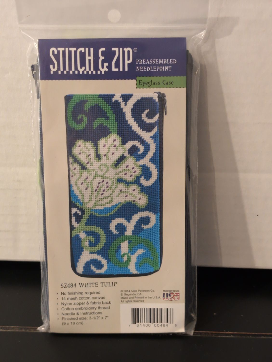 White Tulip Eyeglass Case Needlepoint Kit