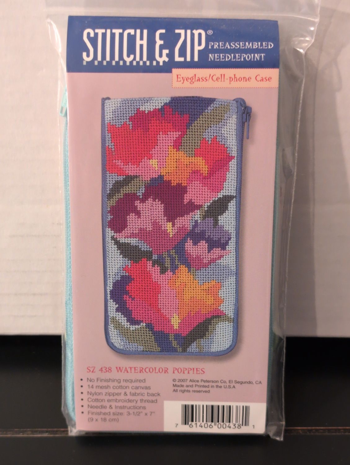 Watercolor Poppies Eyeglass Case Needlepoint Kit