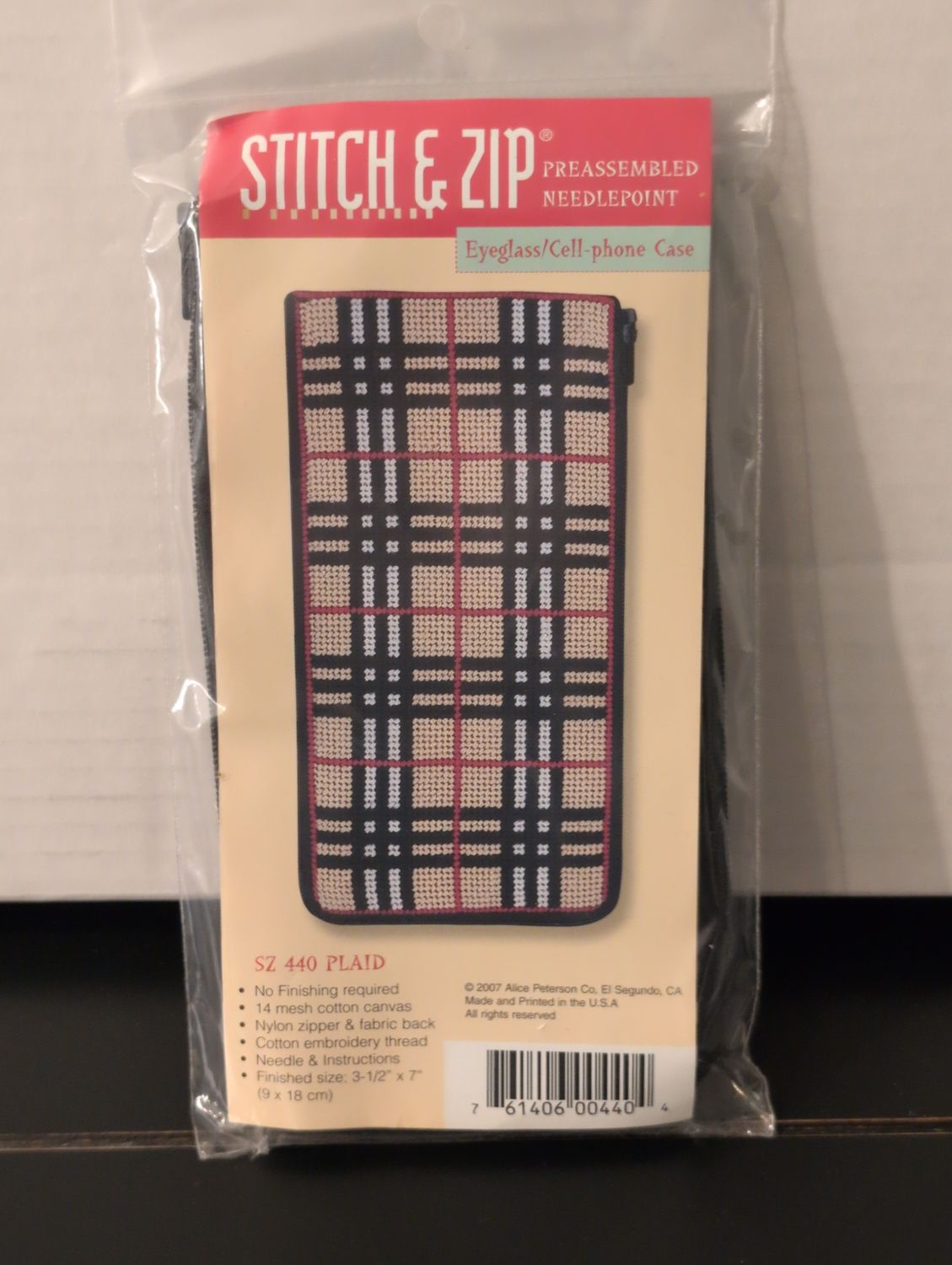Plaid Eyeglass Case Needlepoint Kit