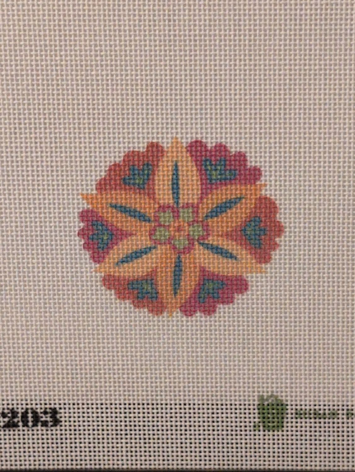 Botanica Flower - Pink/Green 3" Round 18M