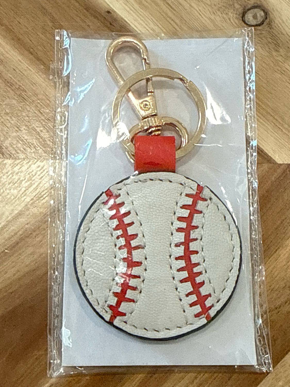 Leather Baseball Key Fob